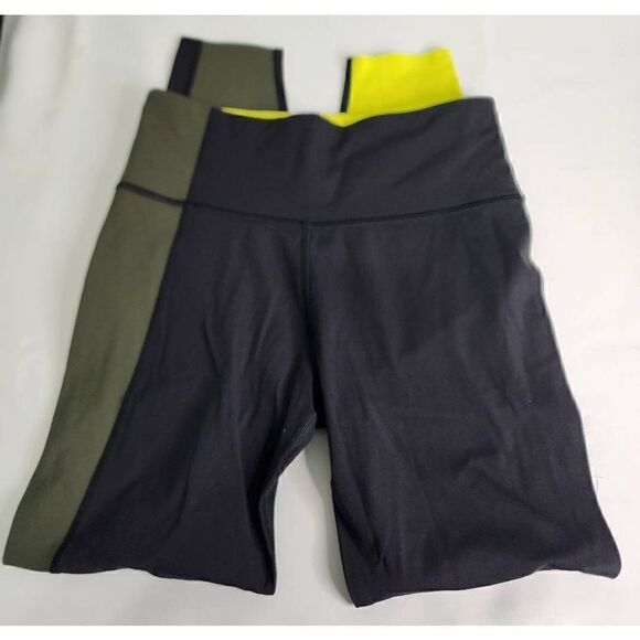 Athleta Asym Colorblock Tight Leggings Women's Size Small Black Yellow High Rise - Picture 6 of 11